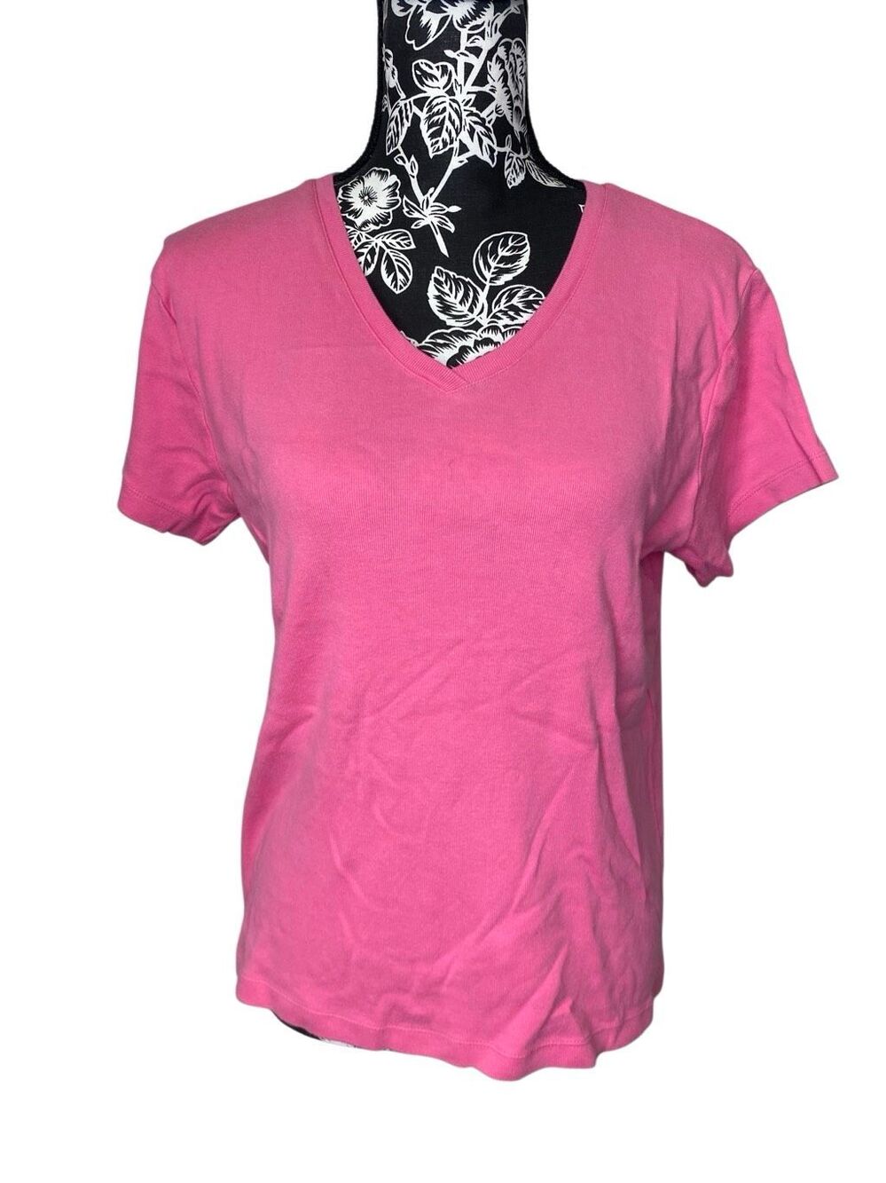 NorthCrest Pink V Neck T Shirt Short Sleeve Basic Casual Minimalist Womens Tee